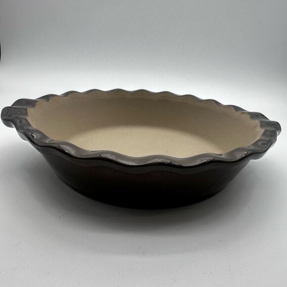 Pampered Chef pie stoneware 9 x 1.3”Pampered Chef Pie Plate - 9" Brown Glaze USA - Picture 1 of 14